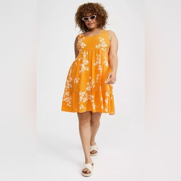 NWT Torrid Vibrant Yellow/Orange Floral Dress - Picture 1 of 10